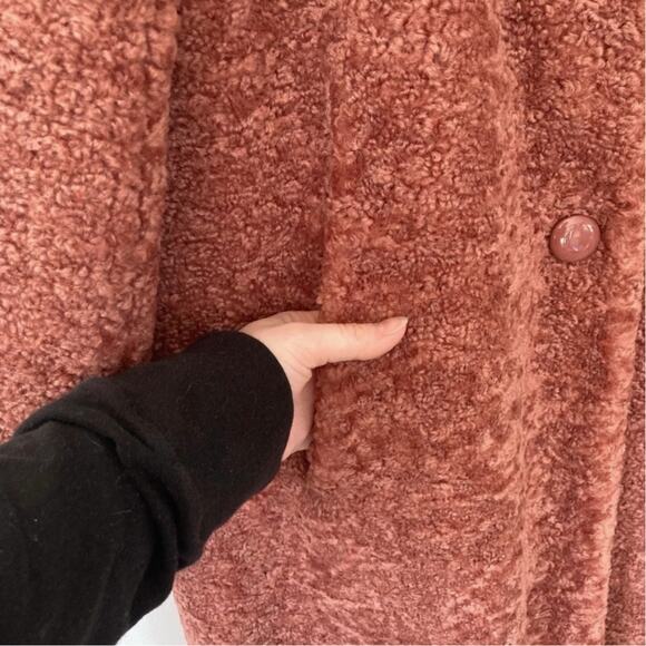 Halogen Boucle Coat Womens M Rust Pink Shawl Collar Longline Jacket Fall Winter - Picture 6 of 11